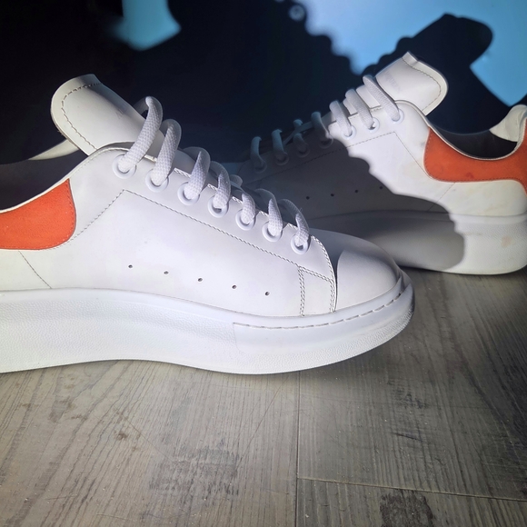 Alexander McQueen White Sneakers with Orange Accents - Picture 2 of 8